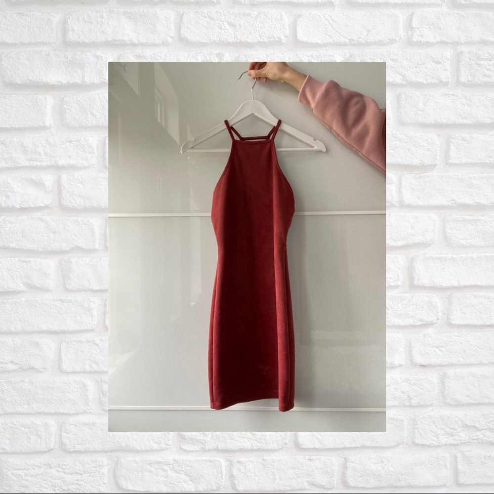 Detailed Back Velour Dress